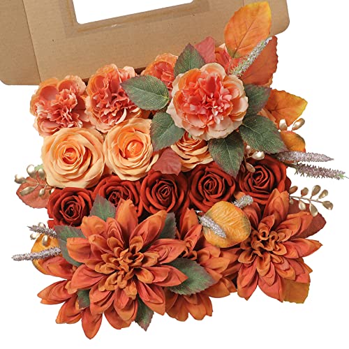 Artificial Fall Floral Picks For Diy Home Decor, Orange Foam