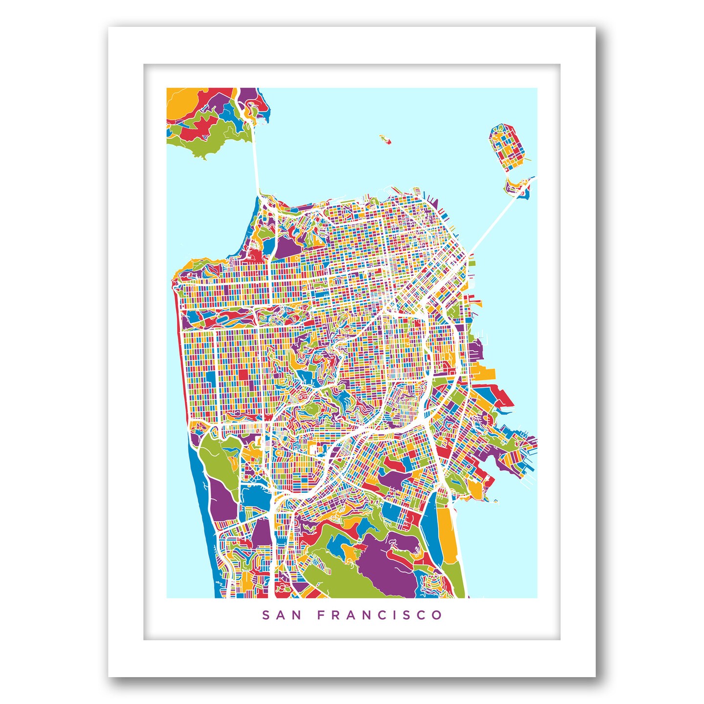 San Francisco City Street Map by Michael Tompsett Frame - Americanflat | Michaels