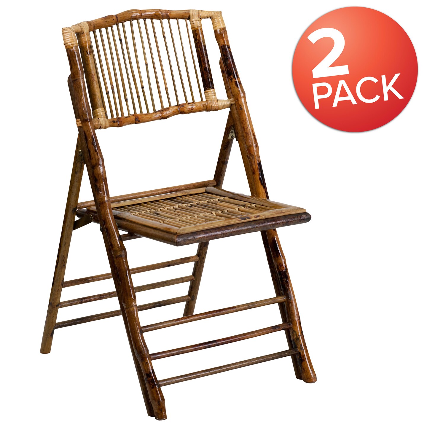Emma and Oliver Bamboo Folding Chairs | Set of 2 Bamboo Wood Folding Chairs