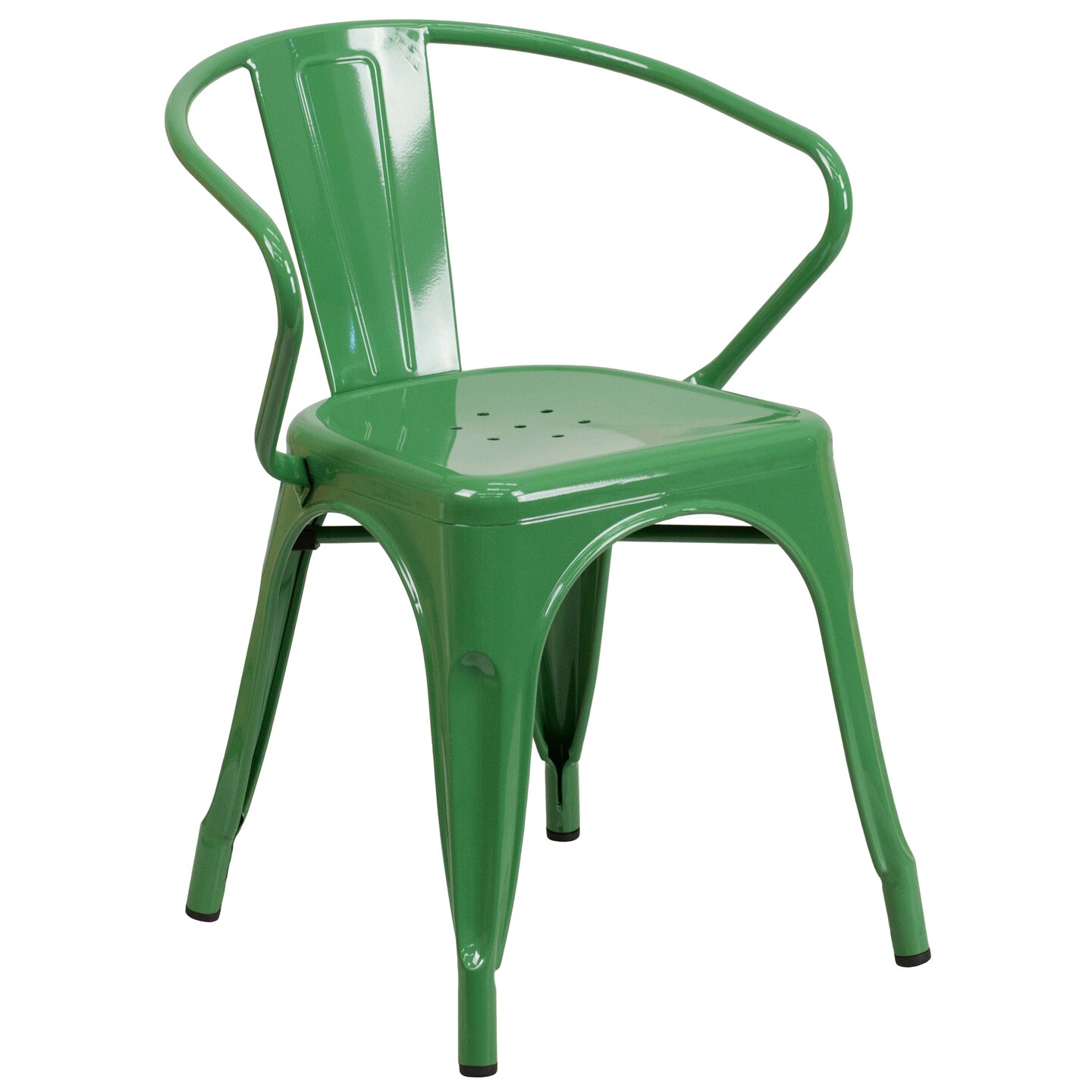 Emma and Oliver Commercial Grade 30" Round Metal Indoor-Outdoor Table Set with 2 Arm Chairs