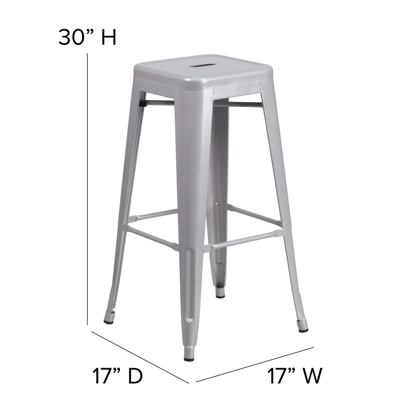 Emma and Oliver Kam Backless Metal Indoor-Outdoor Stool with All-Weather Polystyrene Seat