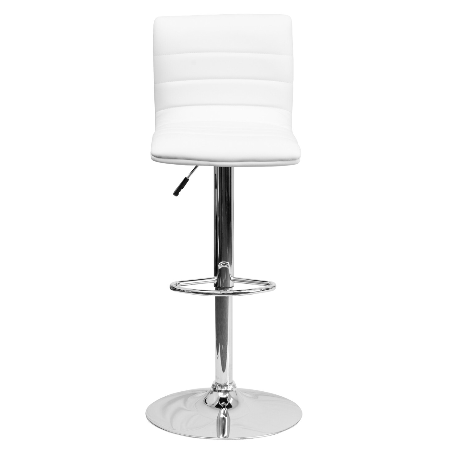 Emma and Oliver Modern Vinyl Adjustable Height Barstool with Horizontal Stitch Back, Set of 2