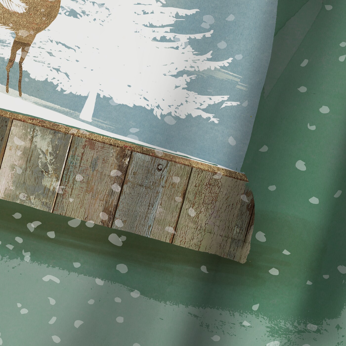 Holiday Snow Globe Ii by PI Creative Art Shower Curtain 71&#x22; x 74&#x22;
