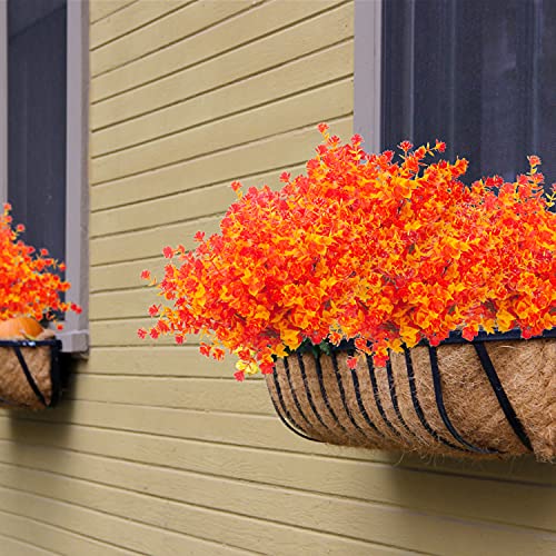 Artificial Fall Flowers, Fake Outdoor UV Resistant Autumn Plants for Home Kitchen Christmas Festival Thanksgiving Autumns Decoration(Gold Yellow)