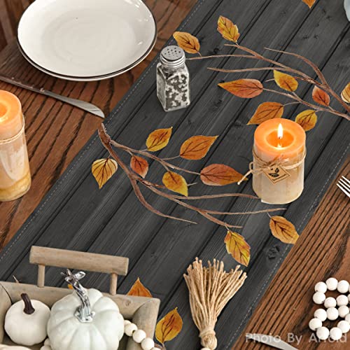 Fall Gnomes Pumpkins Sunflower Maple Leaves Thanksgiving Table Runner, Seasonal Harvest Vintage Kitchen Dining Table Decoration for Indoor Outdoor Home Party Decor 13 x 72 Inch