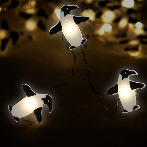 Brooklyn Lighting Company 12 Foot LED Wire Lights Strip with 36 Penguin Shaped Bulbs Battery Operated String Lights (12FT, Penguin)