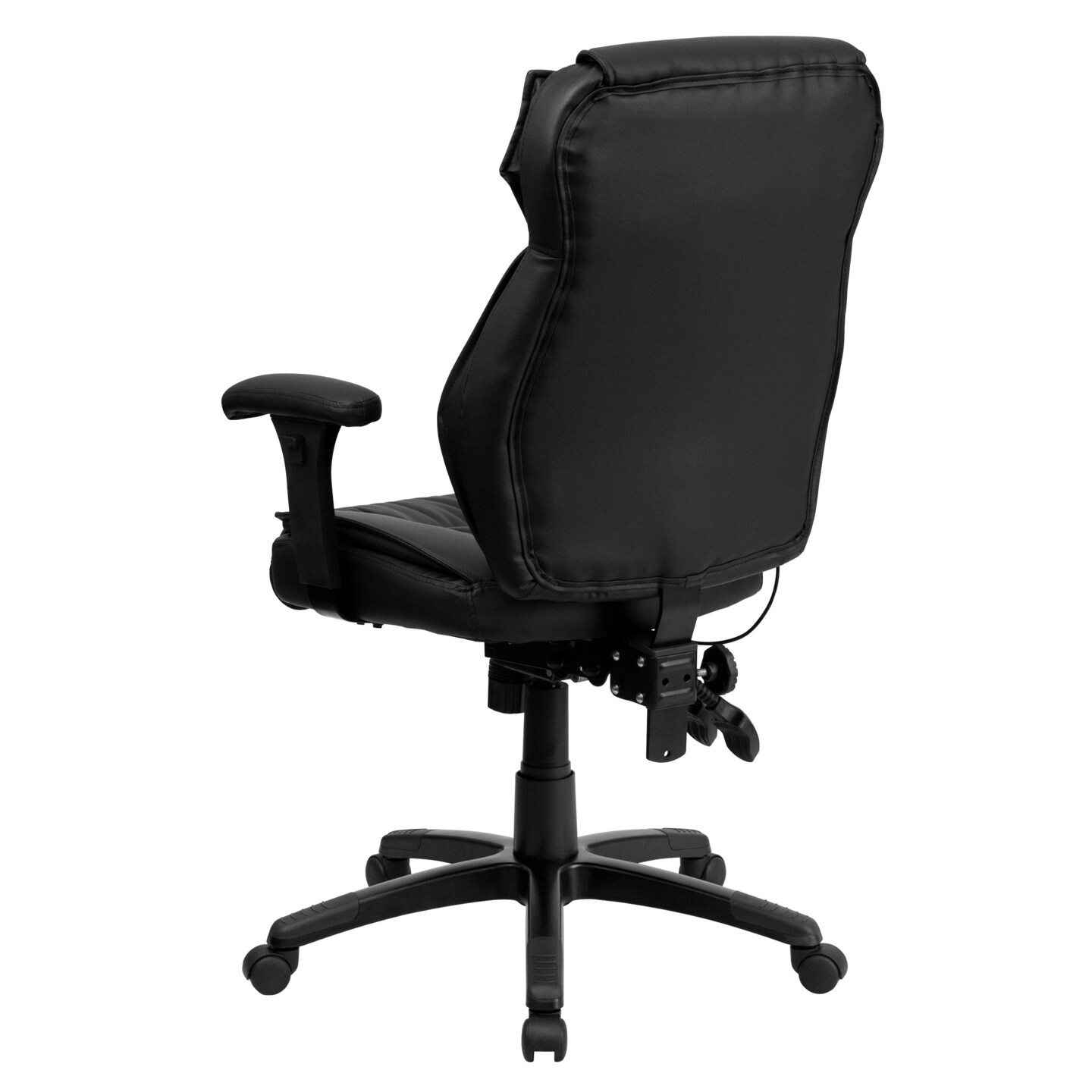 Emma and Oliver High Back Leather Multifunction Executive Swivel Ergonomic Office Chair with Lumbar Support Knob with Arms
