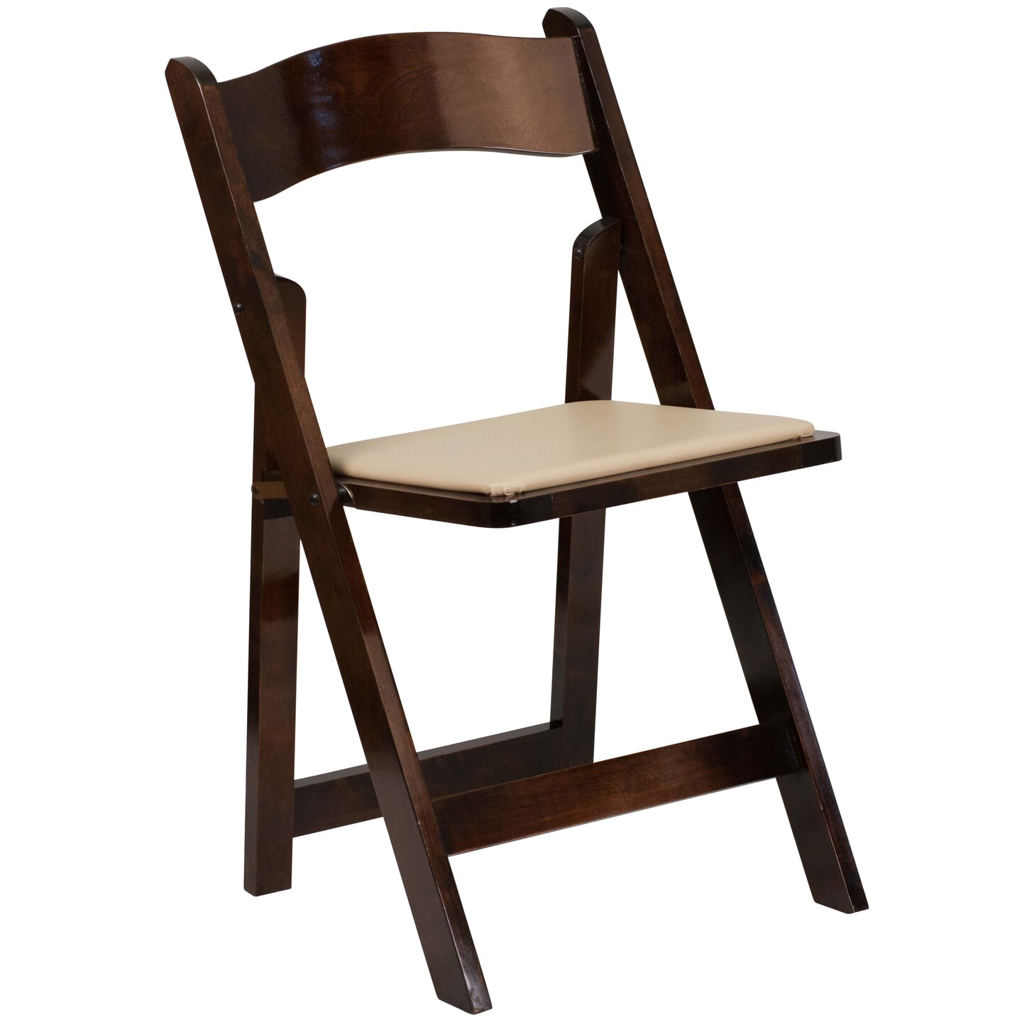 Emma and Oliver 4 Pack Wood Folding Chair with Vinyl Padded Seat