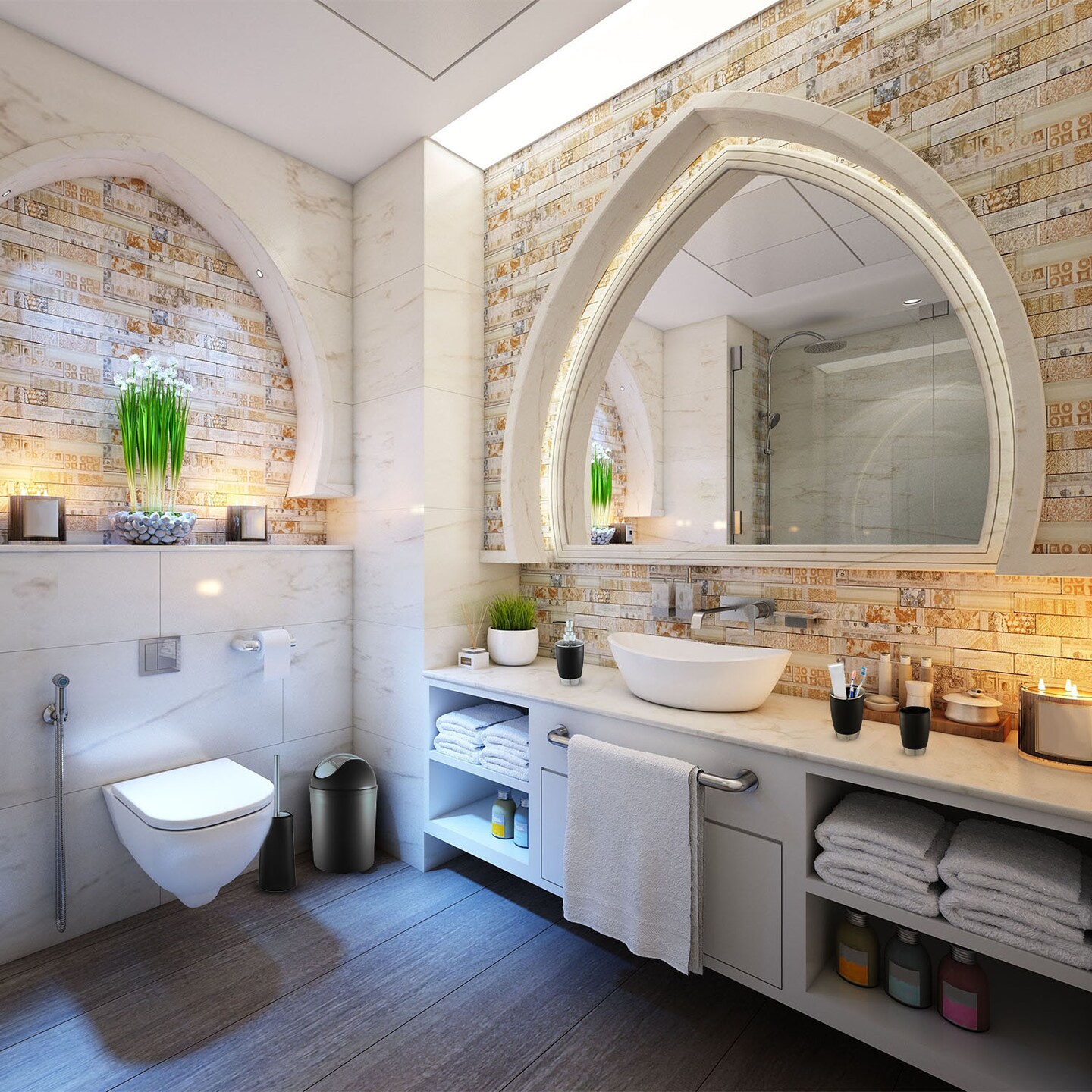 Eggracks 6 Pcs Bathroom Accessories Set including Soap Dispenser | Toothbrush Holder | Tumbler | Soap Dish | Toilet Cleaning Brush and Trash Can