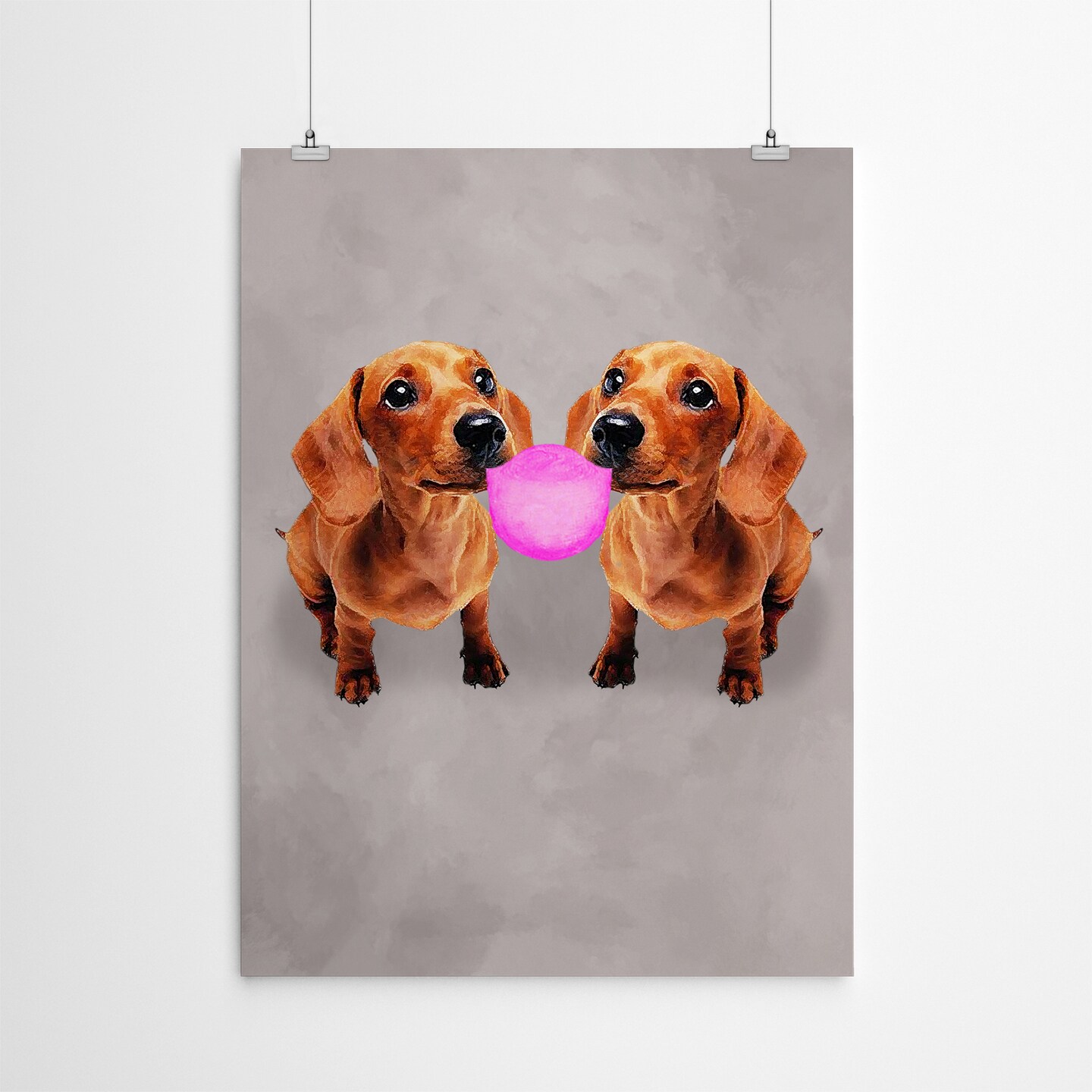 Dachshunds With Bubblegum by Coco De Paris  Poster Art Print - Americanflat
