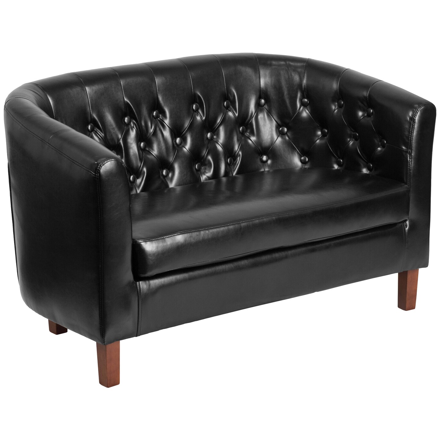 Emma and Oliver Button Tufted Barrel Back Loveseat