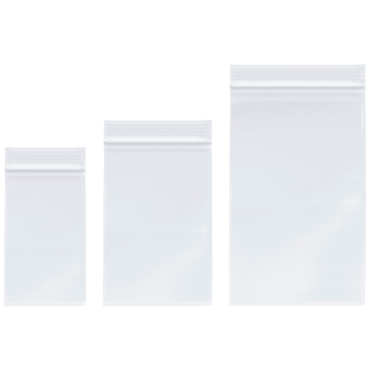 Plymor Heavy Duty Plastic Reclosable Zipper Bags, 4 Mil Variety Pack, 2 x 2 (100), 2 x 3 (100), 3 x 3 (100)