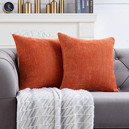 Anickal Fall Pillow Covers 18x18 Inch for Fall Decor Set of 2 Burnt Orange Autumn Rustic Decorative Square Throw Pillow Covers Cushion Case for Sofa Couch Farmhouse Home Decorations
