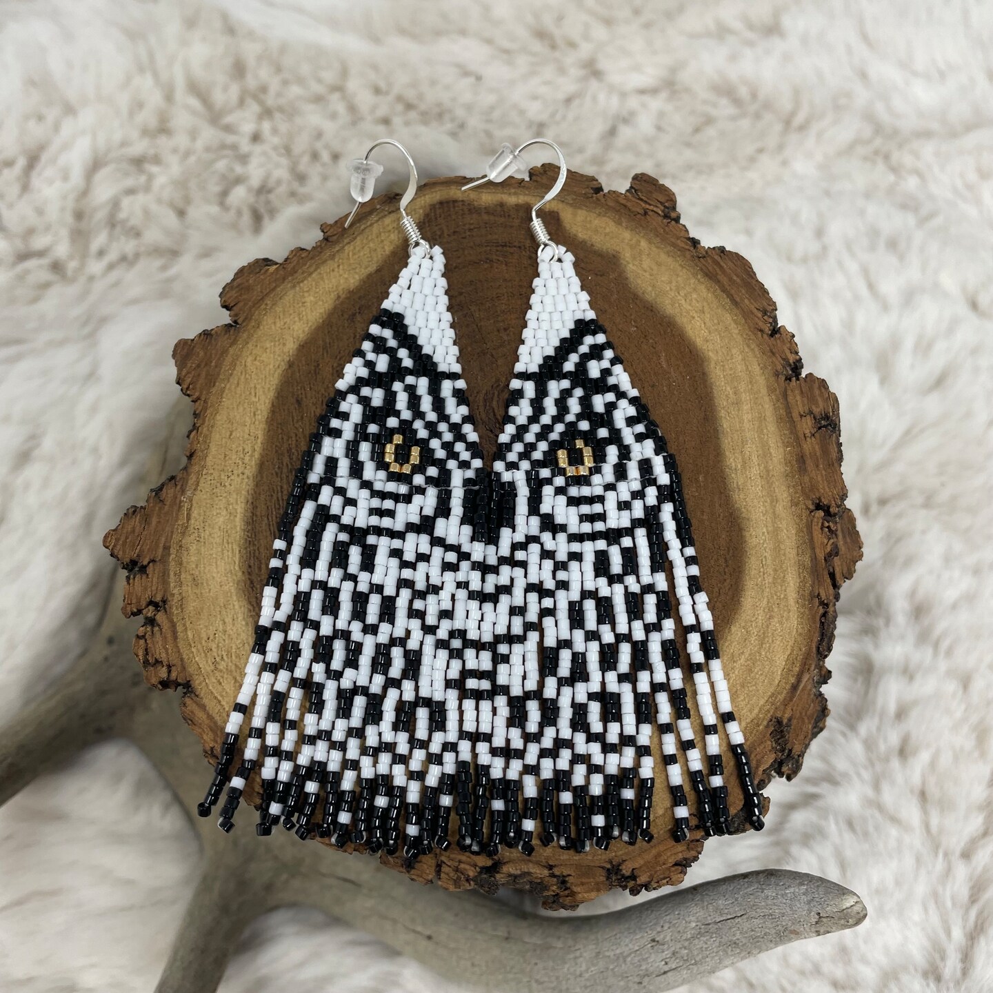 Beaded online owl earrings