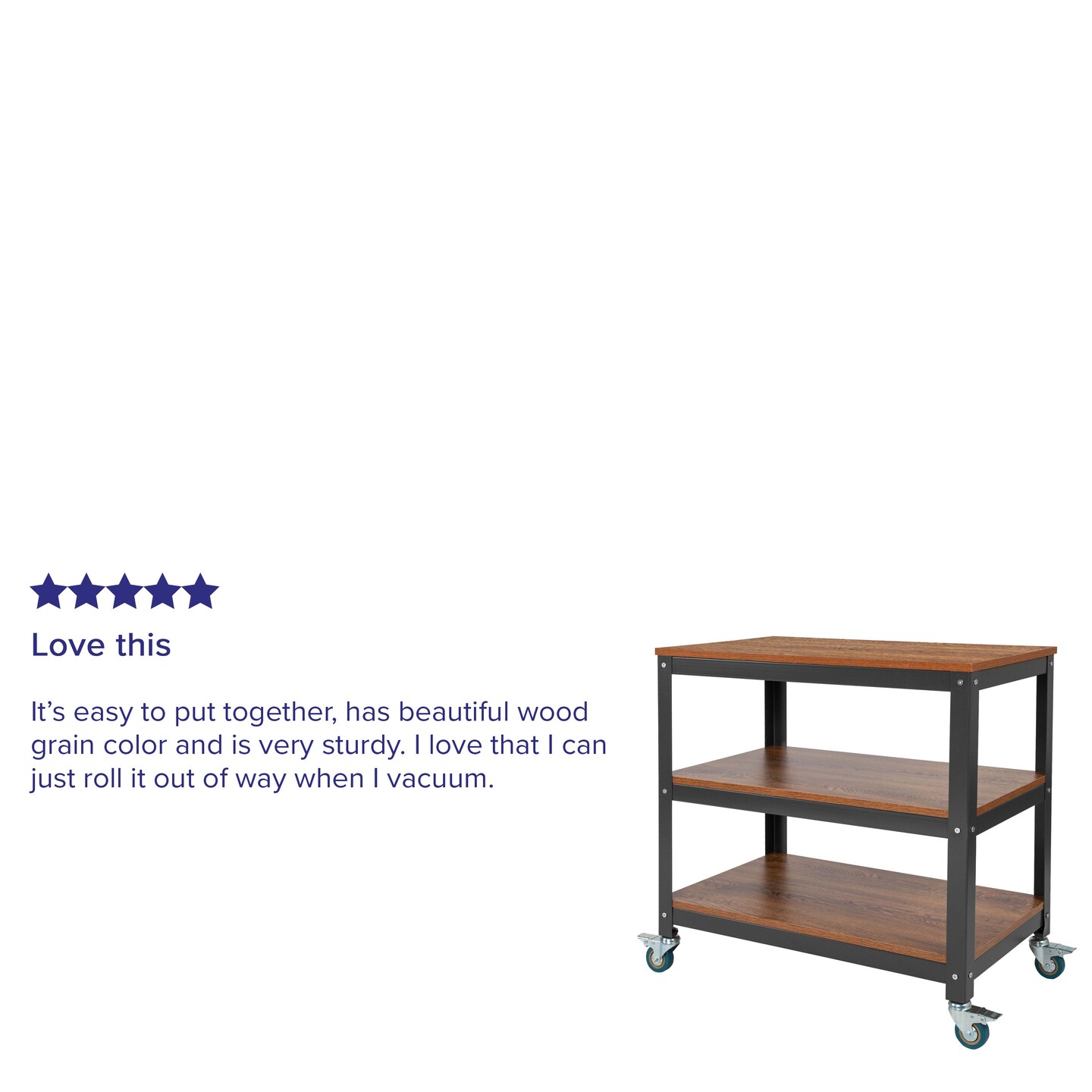 Emma and Oliver 30&#x22;W Rolling Storage Cart with Metal Wheels