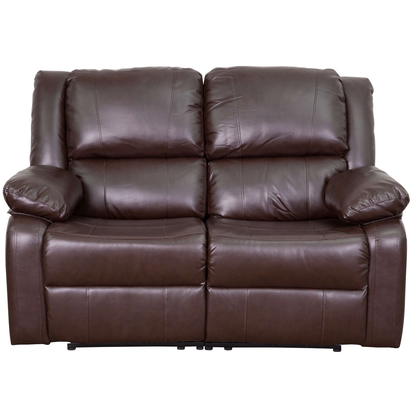 Emma and Oliver Bustle Back Loveseat with Two Built-In Recliners