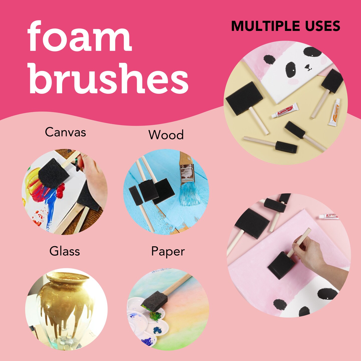 Incraftables Sponge Brushes for Painting 24pcs. Foam Brushes for Staining,  DIY Crafts, Acrylic Paints, Arts, Polyurethane Mod Podge. Best Assorted  Sponge Paint