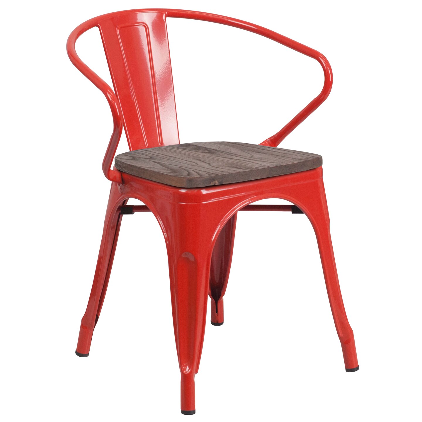 Emma and Oliver Metal Chair with Wood Seat and Arms