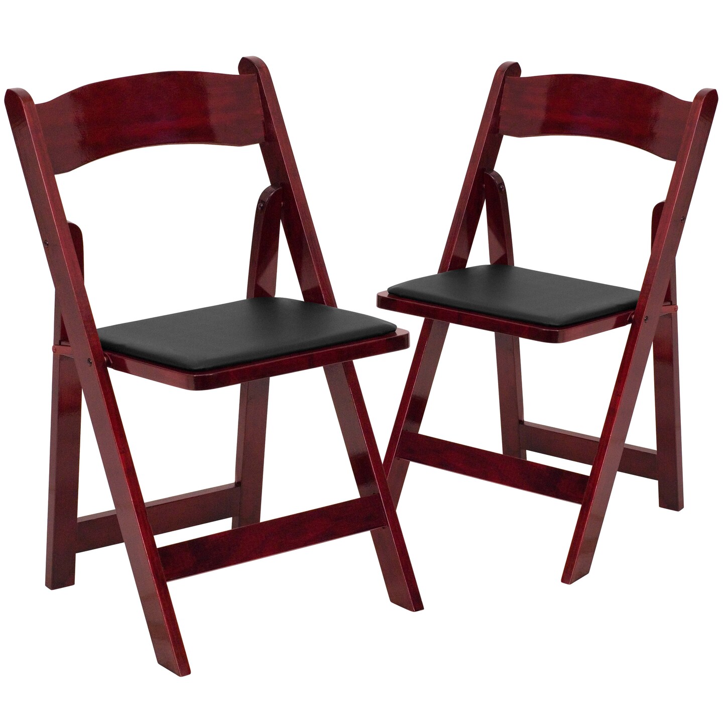 Emma and Oliver 2 Pack Wedding Party Event Wood Folding Chair with Vinyl Padded Seat