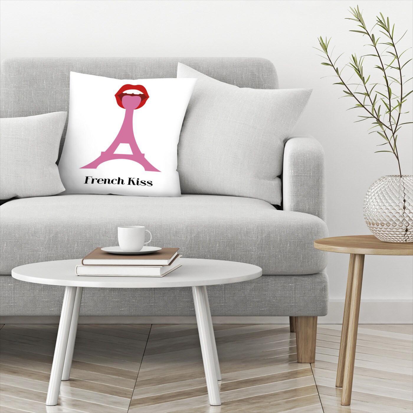 French Kiss by Atelier Posters Throw Pillow Americanflat Decorative Pillow