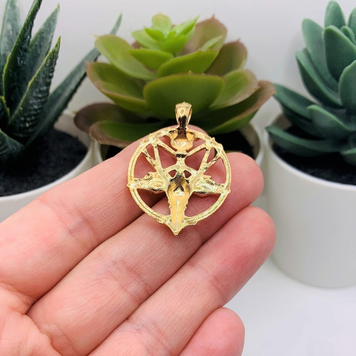 1, 4 or 20 Pieces: Gold Satanic Baphomet Pentagram Charms