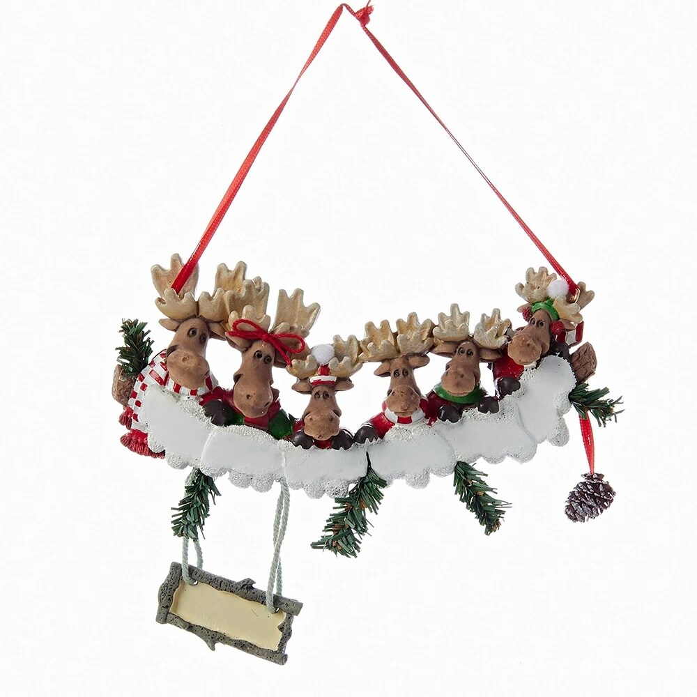 KSA Pack of 12 Brown and White Personalized Moose Family of 6 Christmas Ornaments 13.25&#x22;