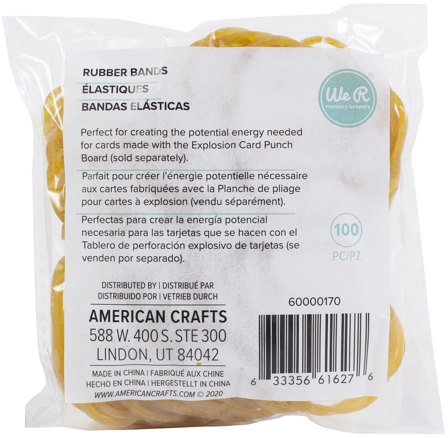 We R Memory Explosion Card Punch Board Rubber Bands 100/Pkg