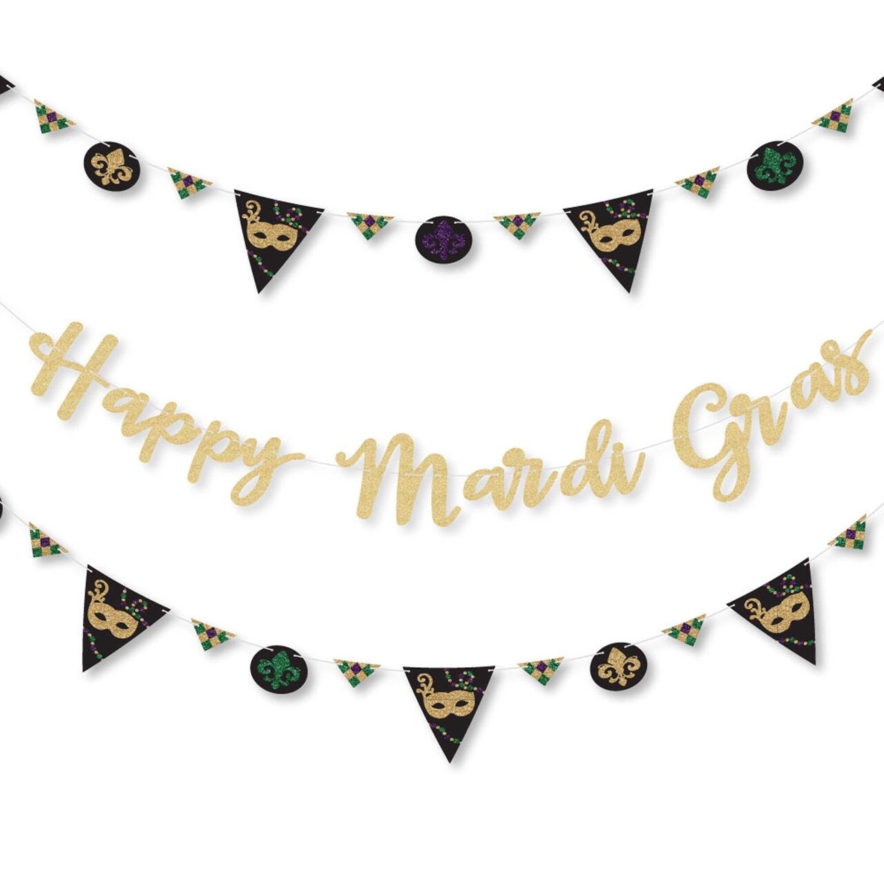 Masquerade Gold Lettering Big Dot of Happiness Mardi Gras - Masquerade Party Letter Banner ...