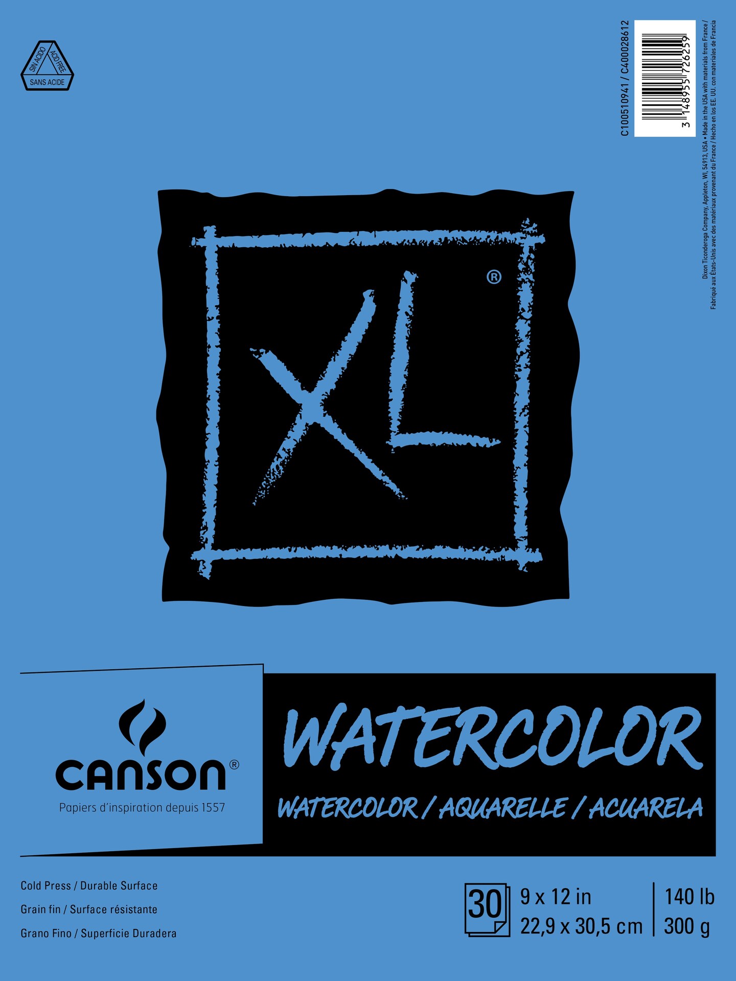 Canson XL Watercolor Paper Pad 9x12 30 Sheets
