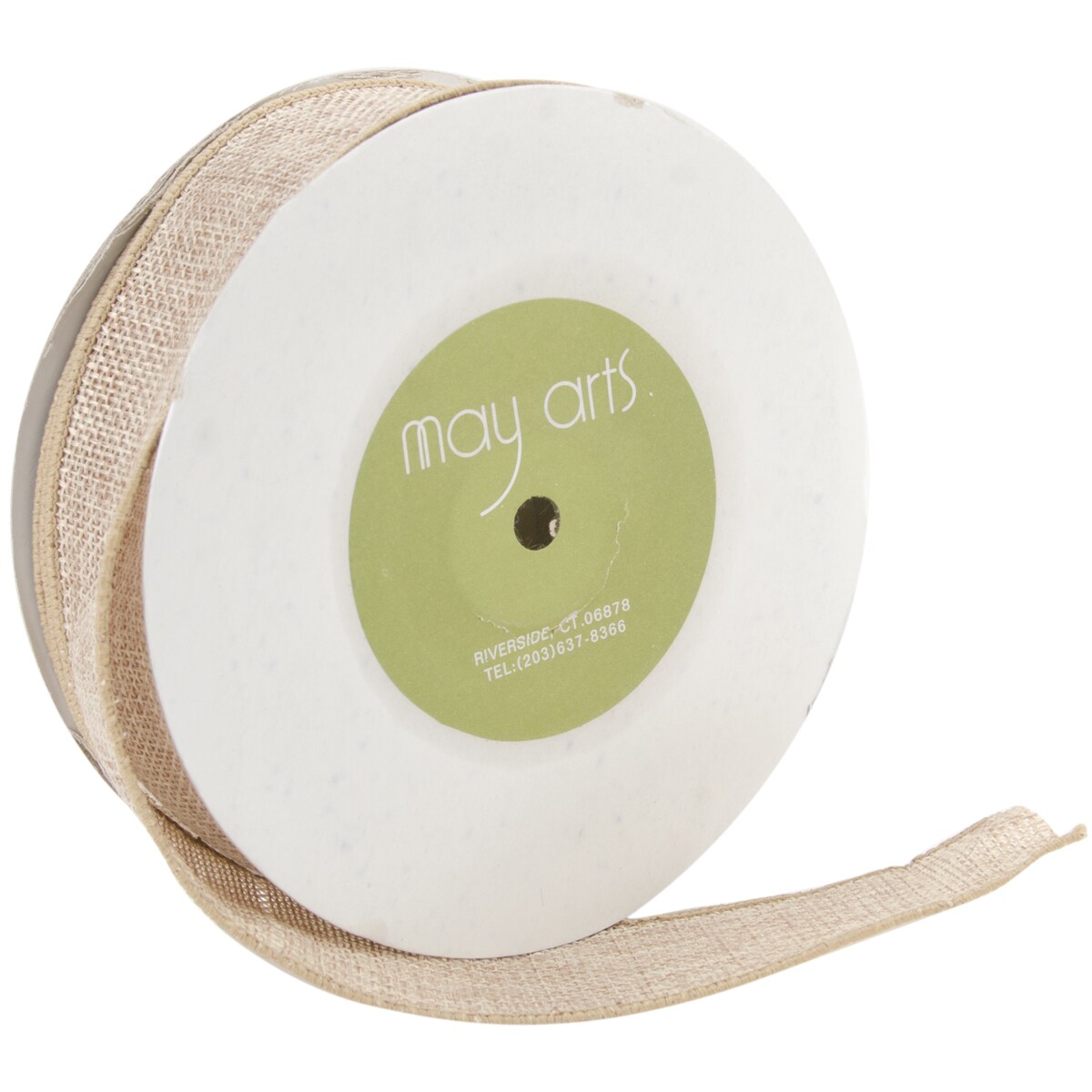 May Arts Wired Faux Burlap Ribbon 1-1/2&#x22;X25yd-Natural