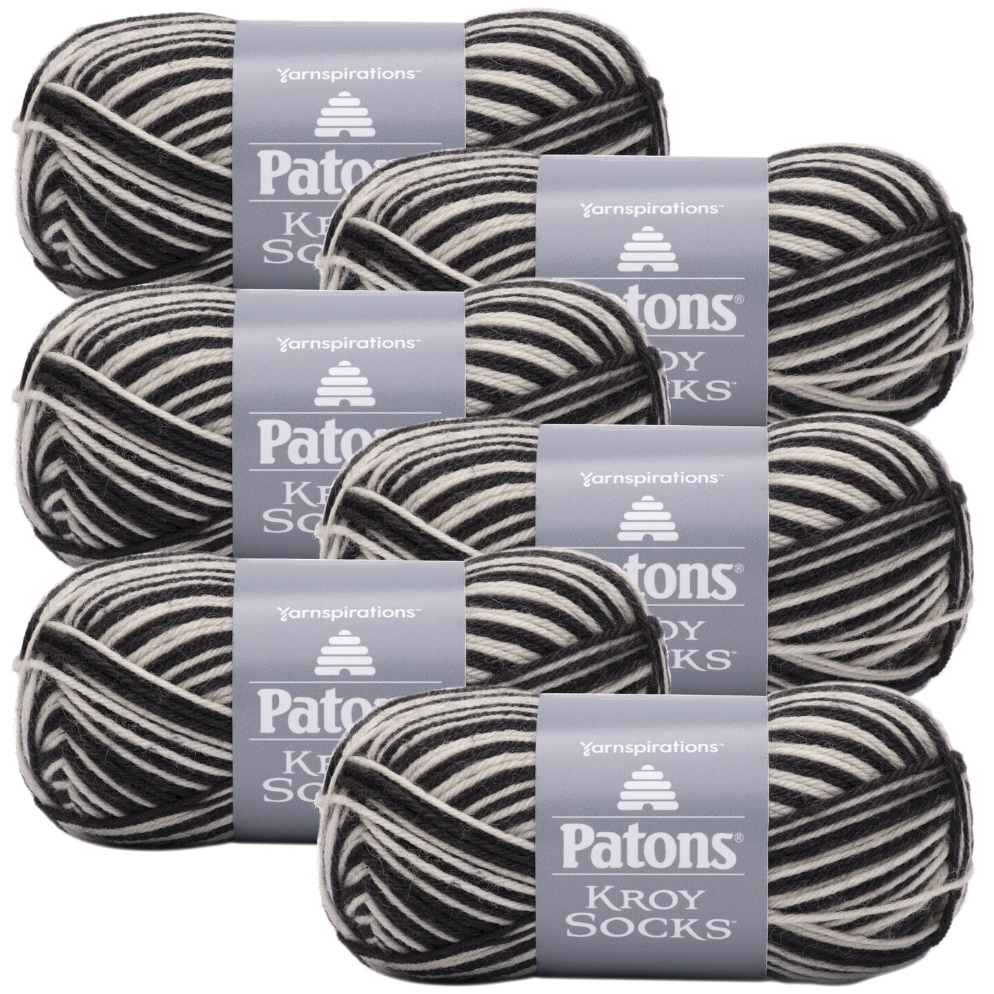(Pack of 6) Patons Kroy Socks Yarn-Zebra Stripes