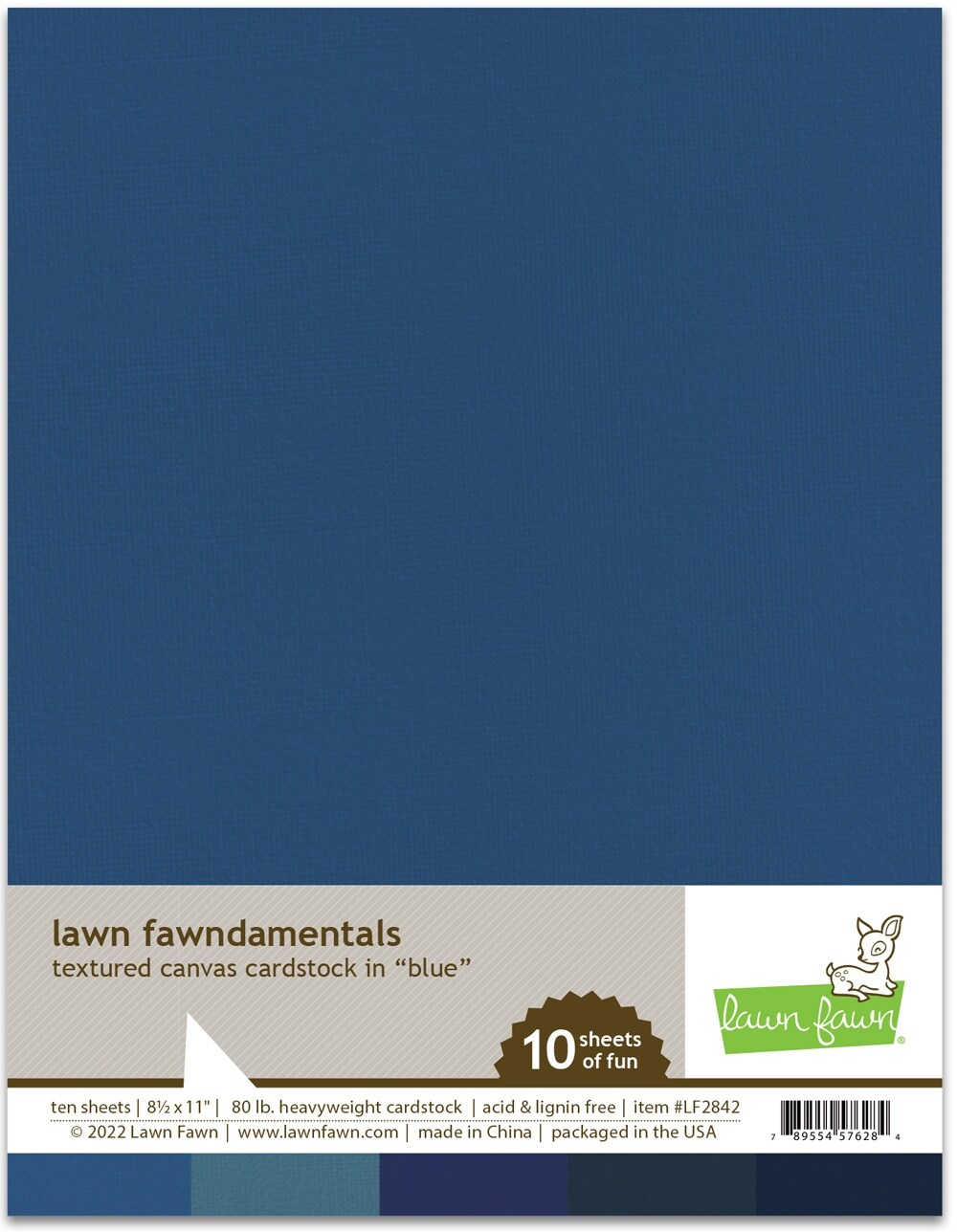 Lawn Fawndamentals Textured Canvas Cardstock Pack 8.5"X11"Blue, 5 Colors/2 Sheets Michaels