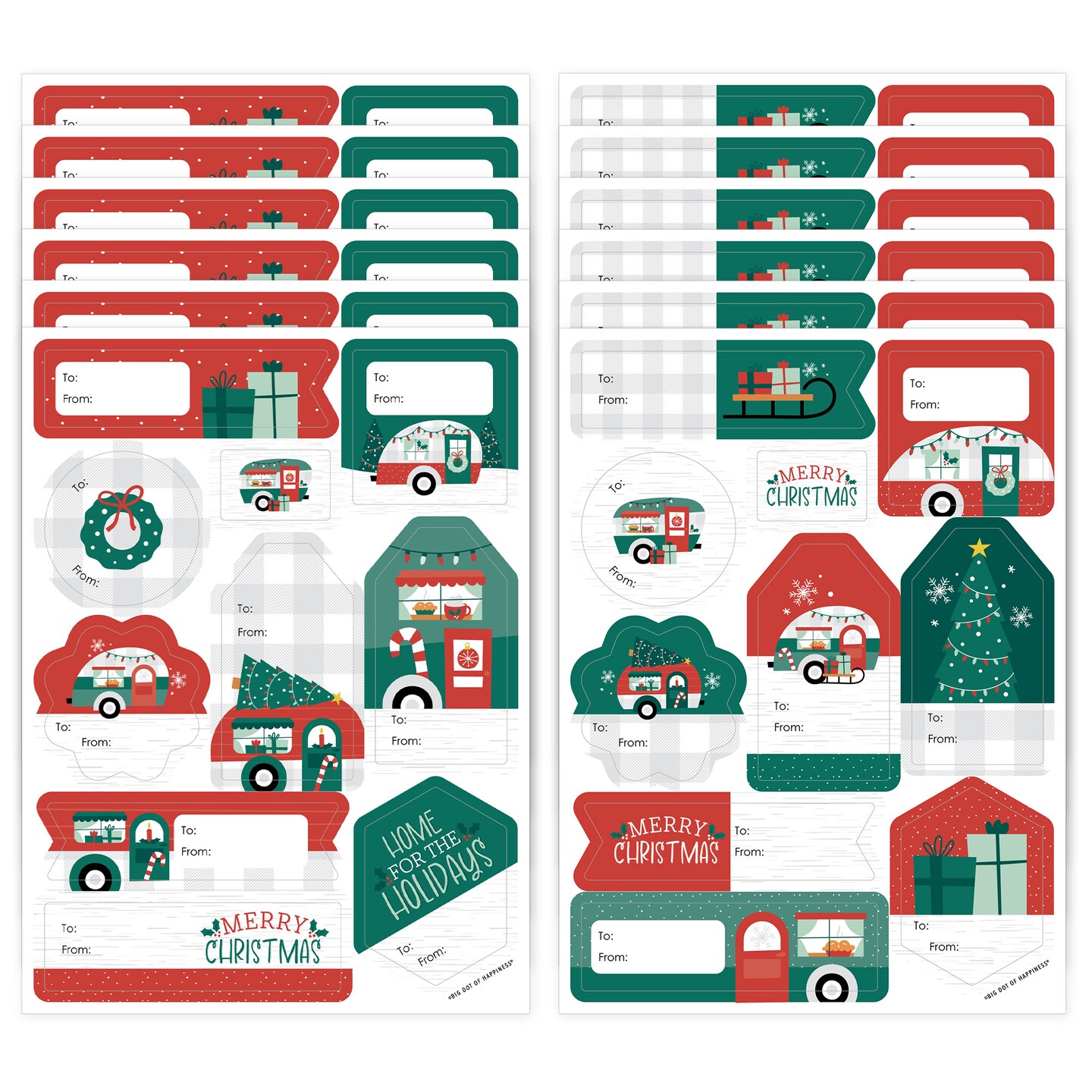 Big Dot of Happiness Camper Christmas Assorted Red and Green Holiday