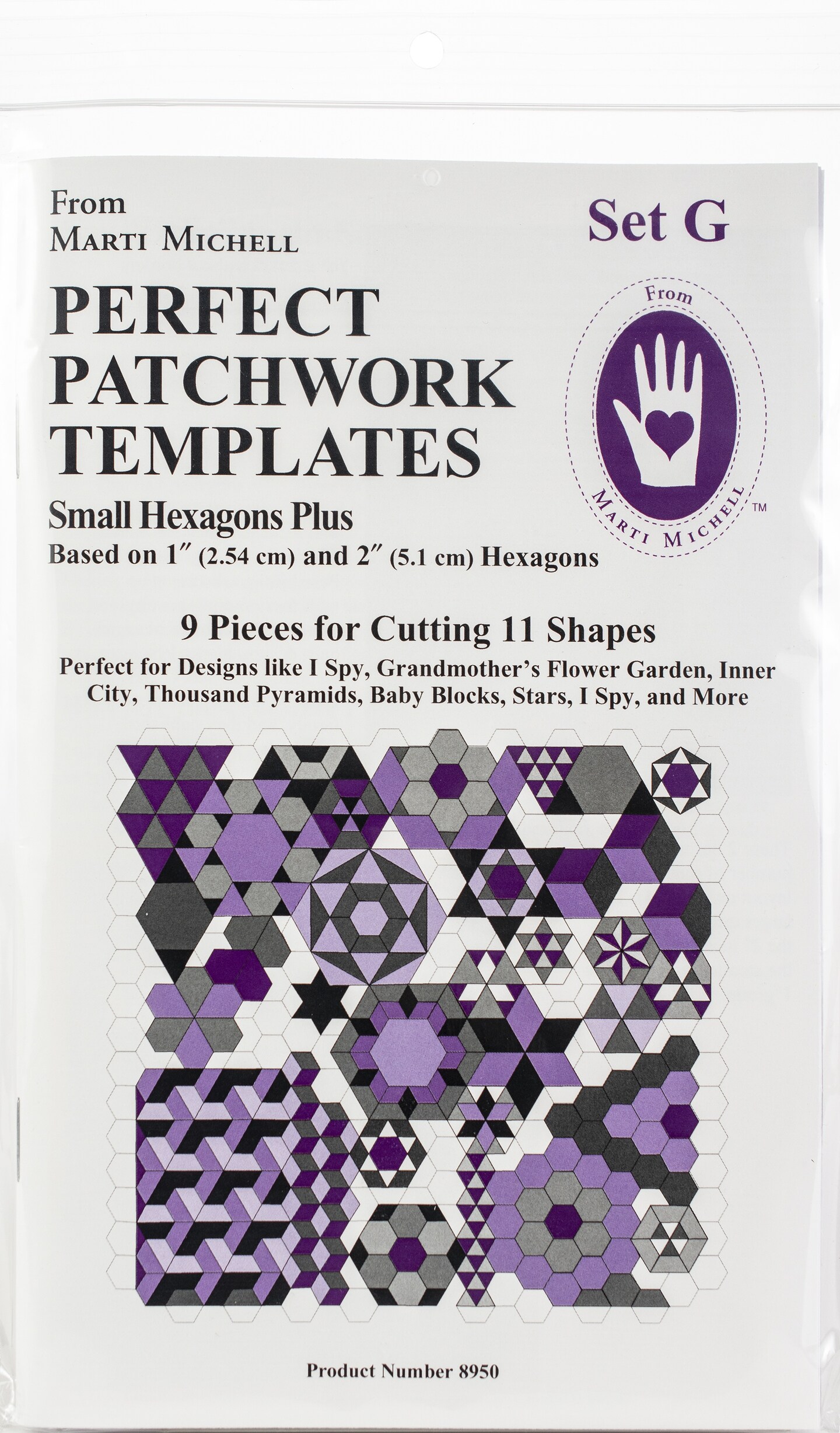 Marti Michell Perfect Patchwork Template-Set G - Small Hexagon Set 9/Pkg