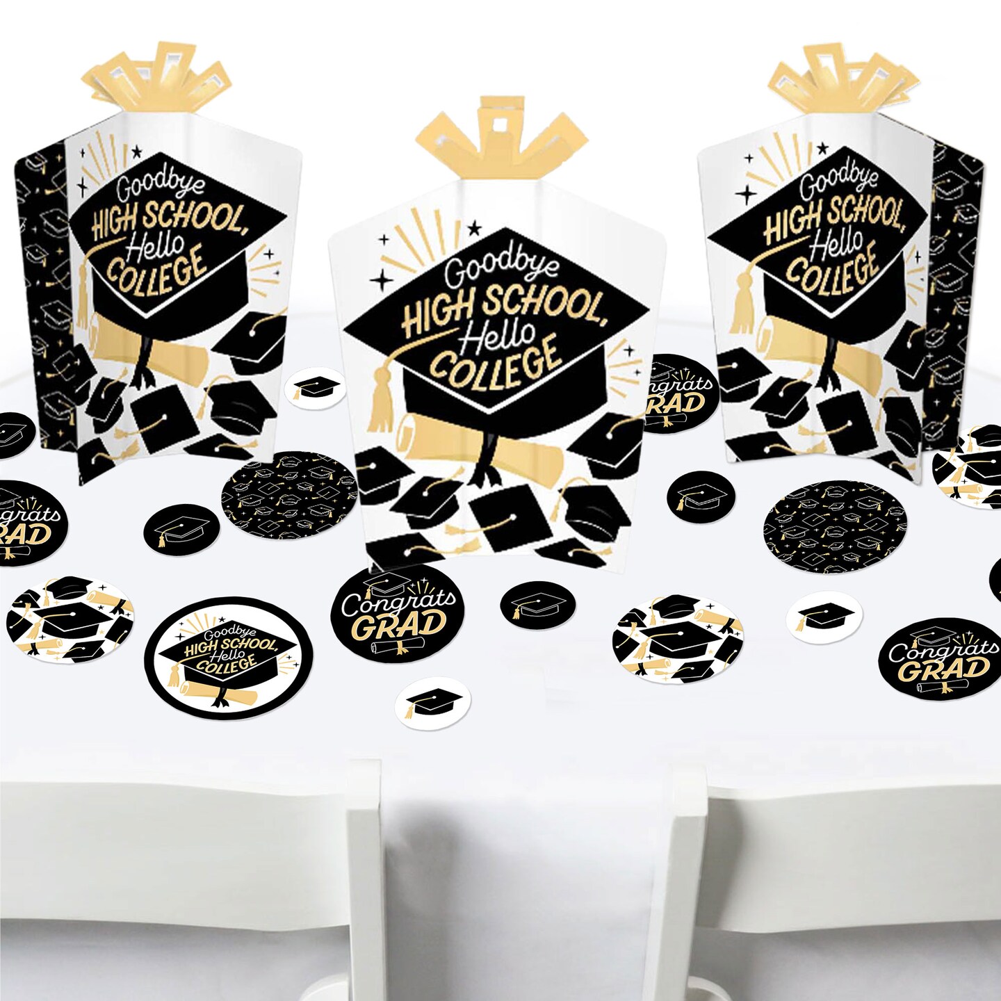 Big Dot of Happiness Goodbye High School, Hello College - Graduation Party Decor and Confetti - Terrific Table Centerpiece Kit - Set of 30