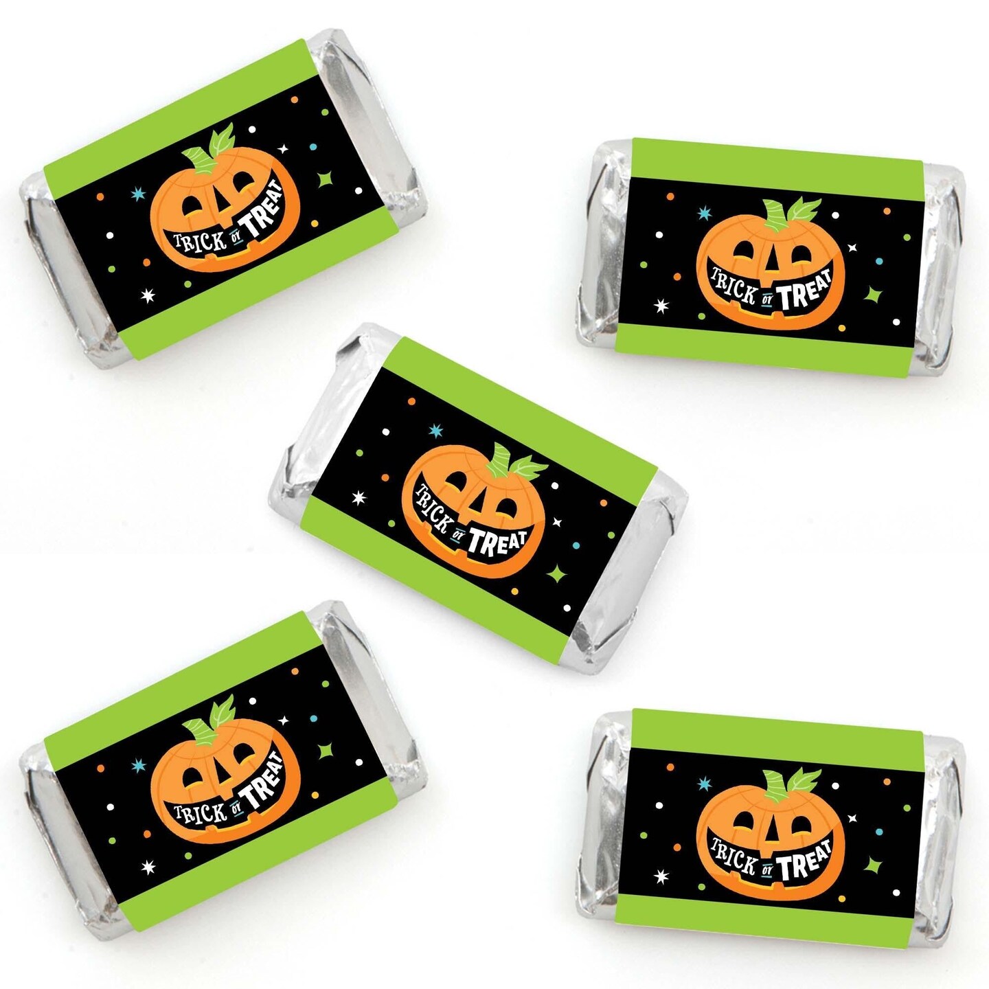 Big Dot of Happiness Jack-O&#x27;-Lantern Halloween - Mini Candy Bar Wrapper Stickers - Kids Halloween Party Small Favors - 40 Count