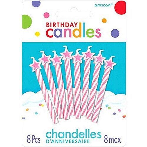 Spiral Light Pink Birthday Star Candles Michaels