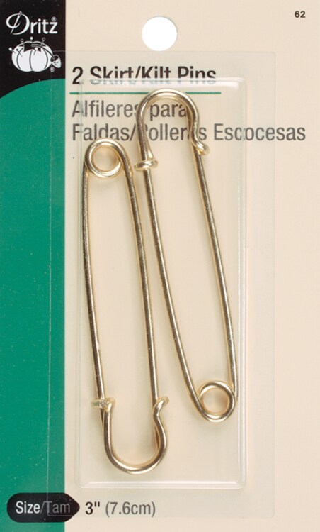Dritz Skirt &#x26; Kilt Pins 3&#x22; 2/Pkg-Brass - Gilt
