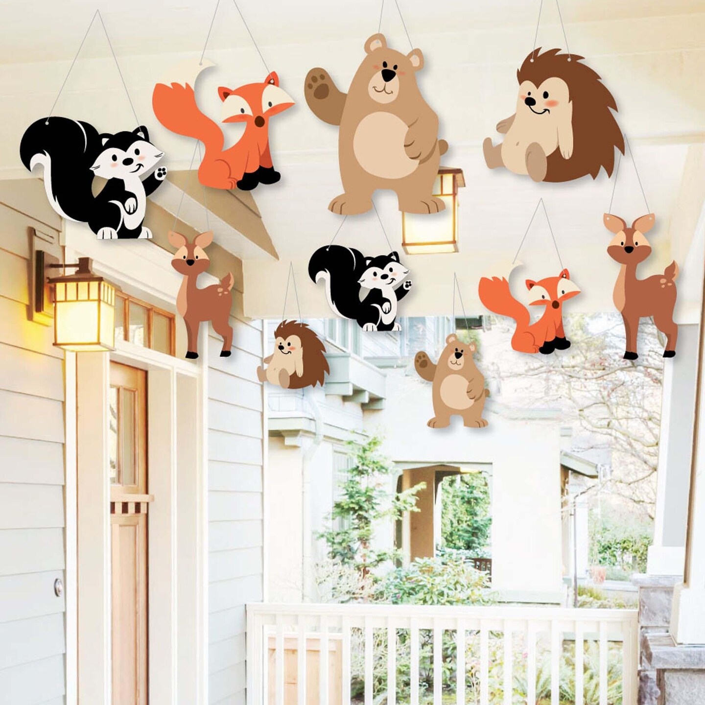 Big Dot of Happiness Hanging Stay Wild - Forest Animals - Outdoor Woodland Baby Shower or Birthday Party Hanging Porch &#x26; Tree Yard Decor - 10 Pieces