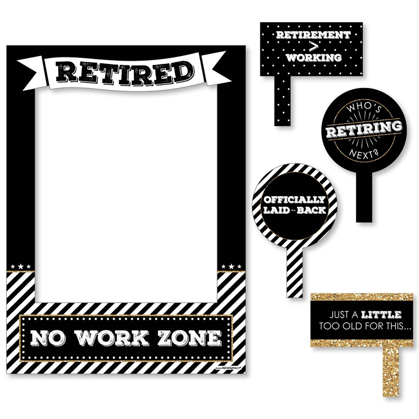 Big Dot of Happiness Happy Retirement - Retirement Party Selfie Photo Booth Picture Frame &#x26; Props - Printed on Sturdy Material