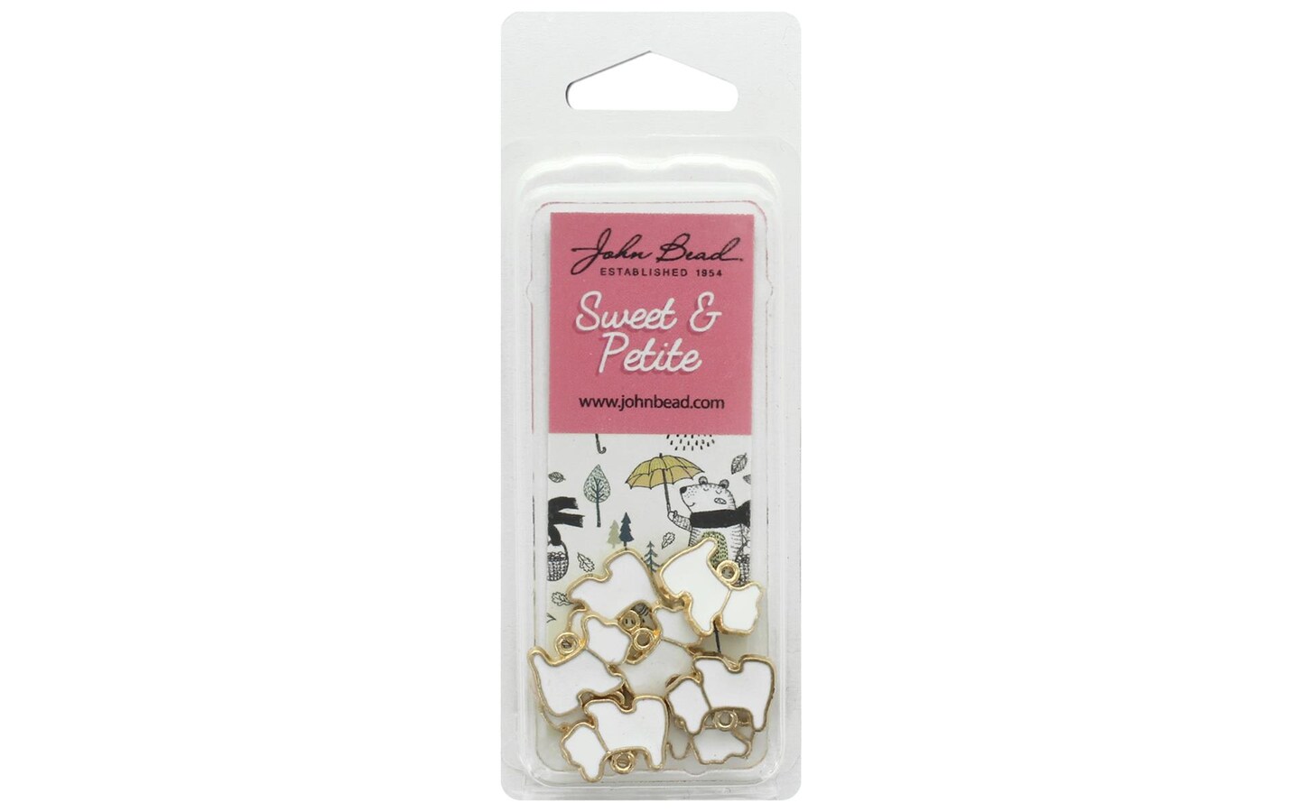 John Bead Sweet&#x26;Petite Charm Scottie Dog Wht 10pc
