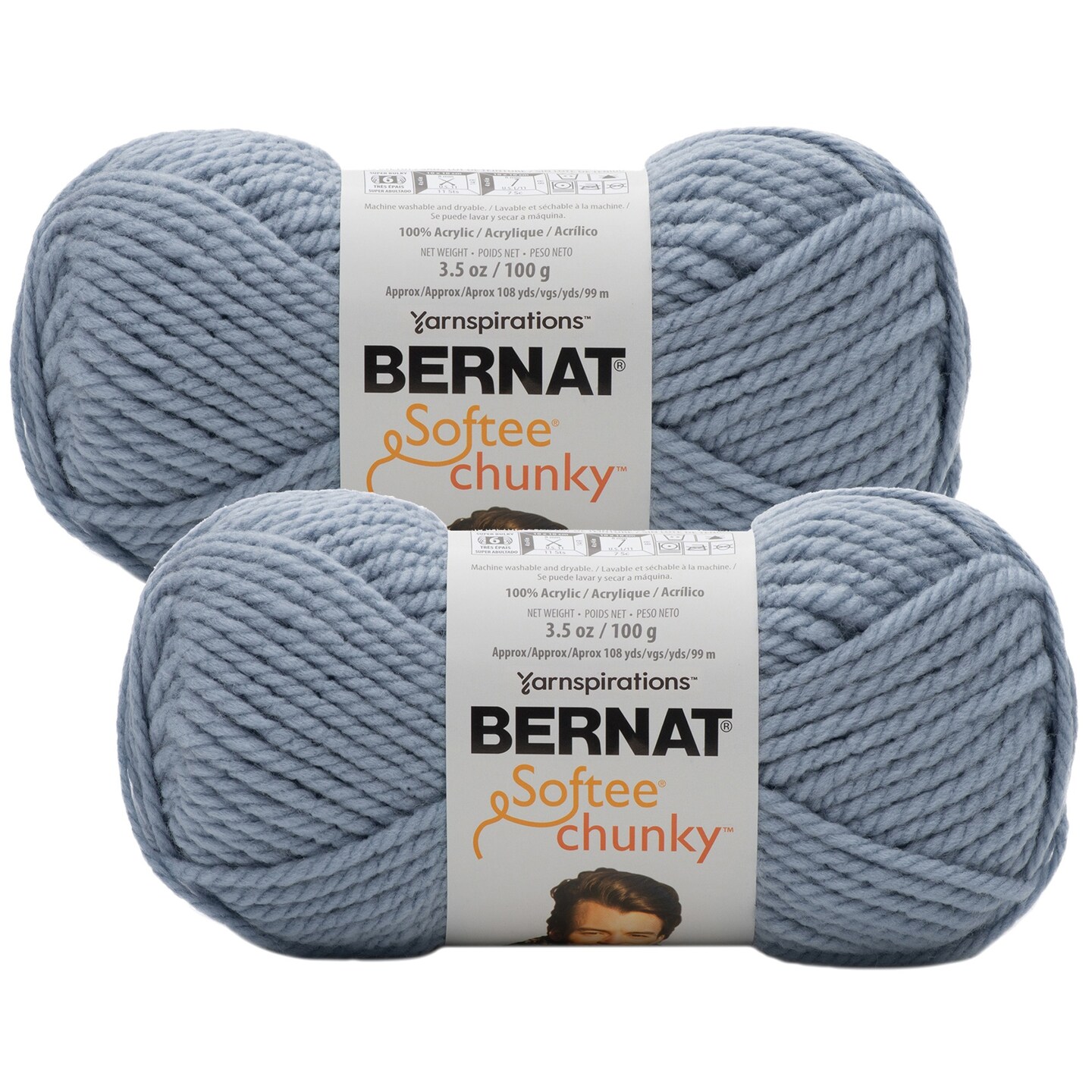(Pack of 2) Bernat Softee Chunky Yarn-Gray Blue