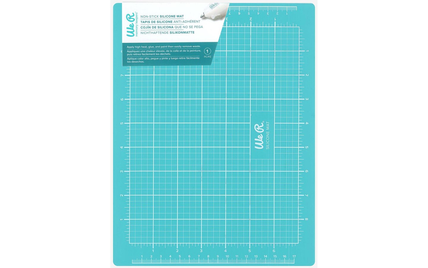 We R Memory Keepers Silicone Craft Mat, 8.5 x 11 Inch, Heat Resistant Non Skid Work Surface with Grid for Glue, Paint, and Mixed Media
