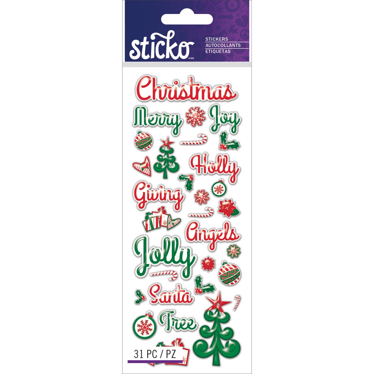 Sticko Stickers - Christmas Words, 31pcs