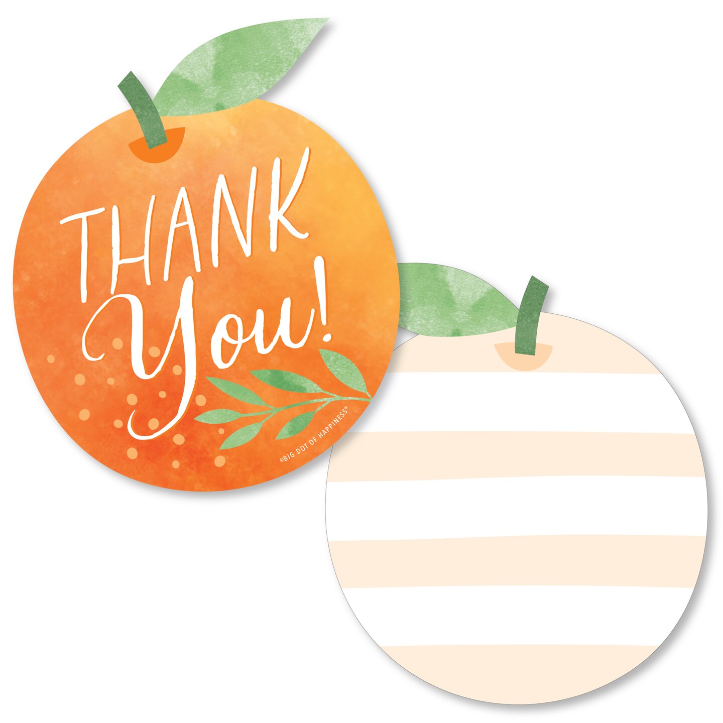 Big Dot of Happiness Little Cutie Clementine - Shaped Thank You Cards Orange Citrus Baby Shower or Birthday Thank You Note Cards with Envelopes 12 Ct