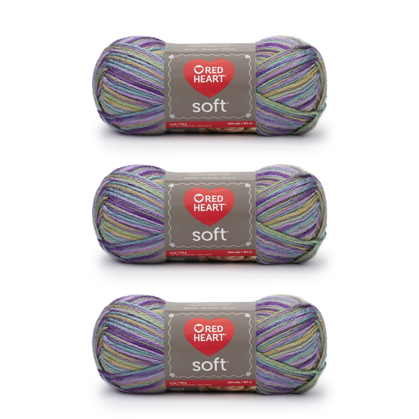 Red Heart Soft Watercolors Yarn - 3 Pack of 113g/4oz - Acrylic - 4 Medium (Worsted) - 256 Yards - Knitting/Crochet