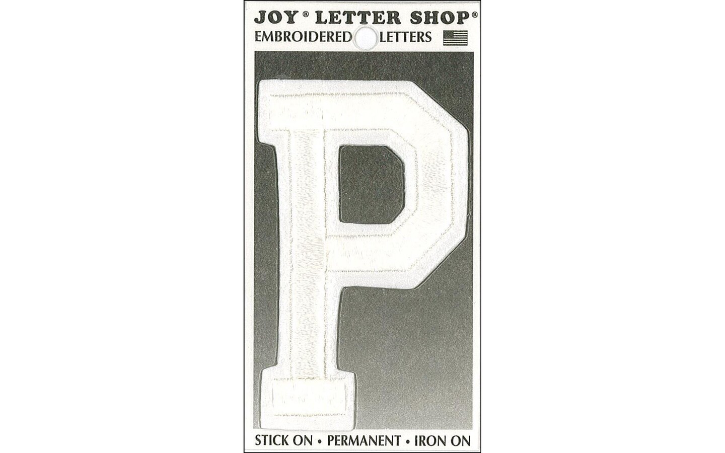 Joy Applique Letter Iron On Varsity 3&#x22; White P
