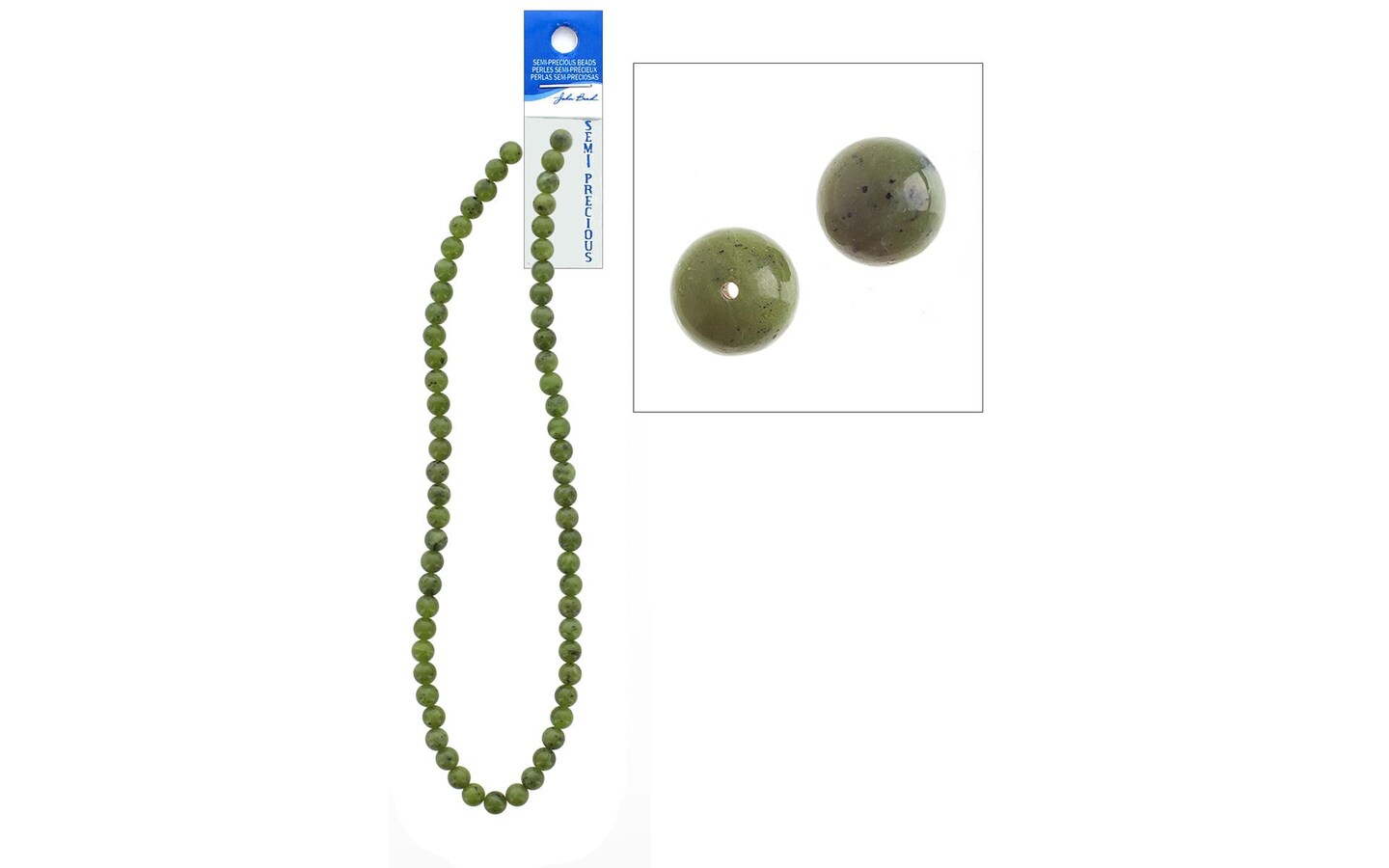John Bead SP 16&#x22; Canadian Jade 6mm Round Nat