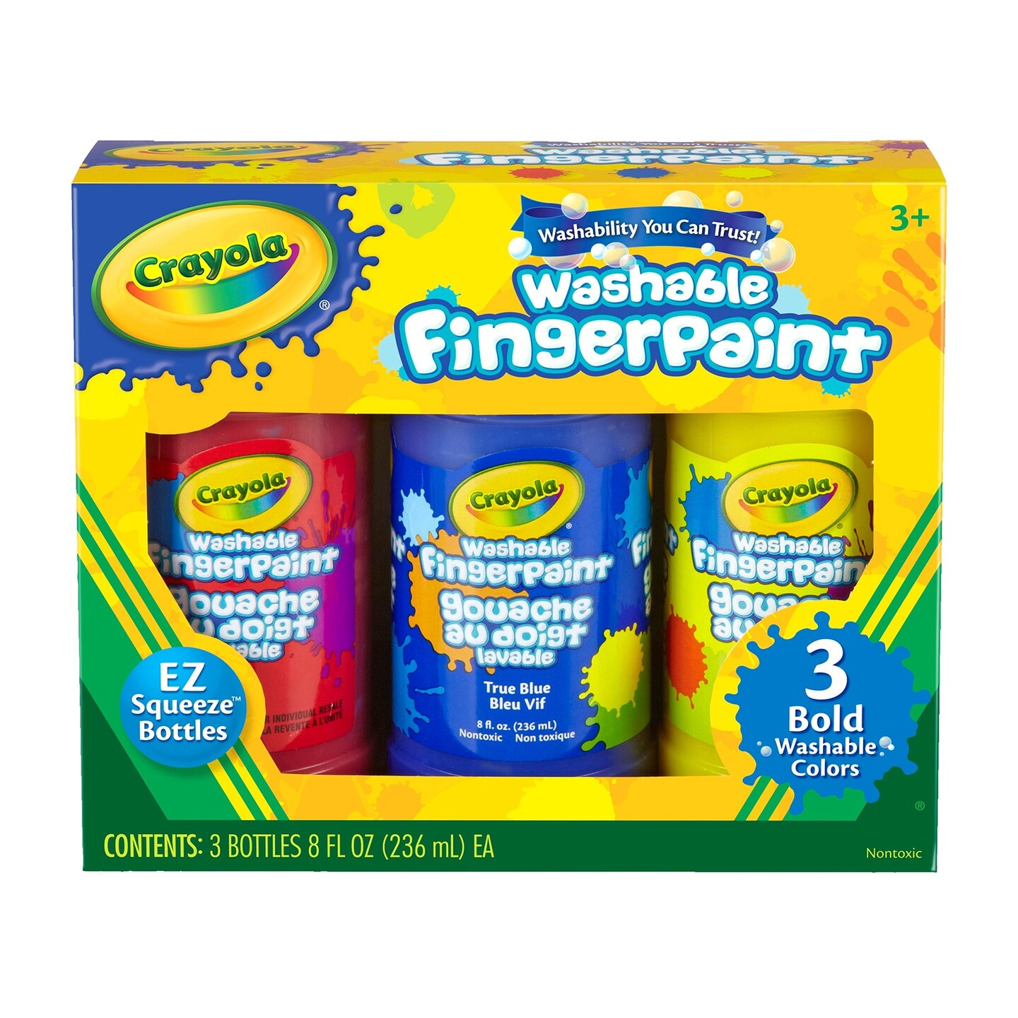 Crayola Washable Finger Paint 8oz 3/Pkg-Primary