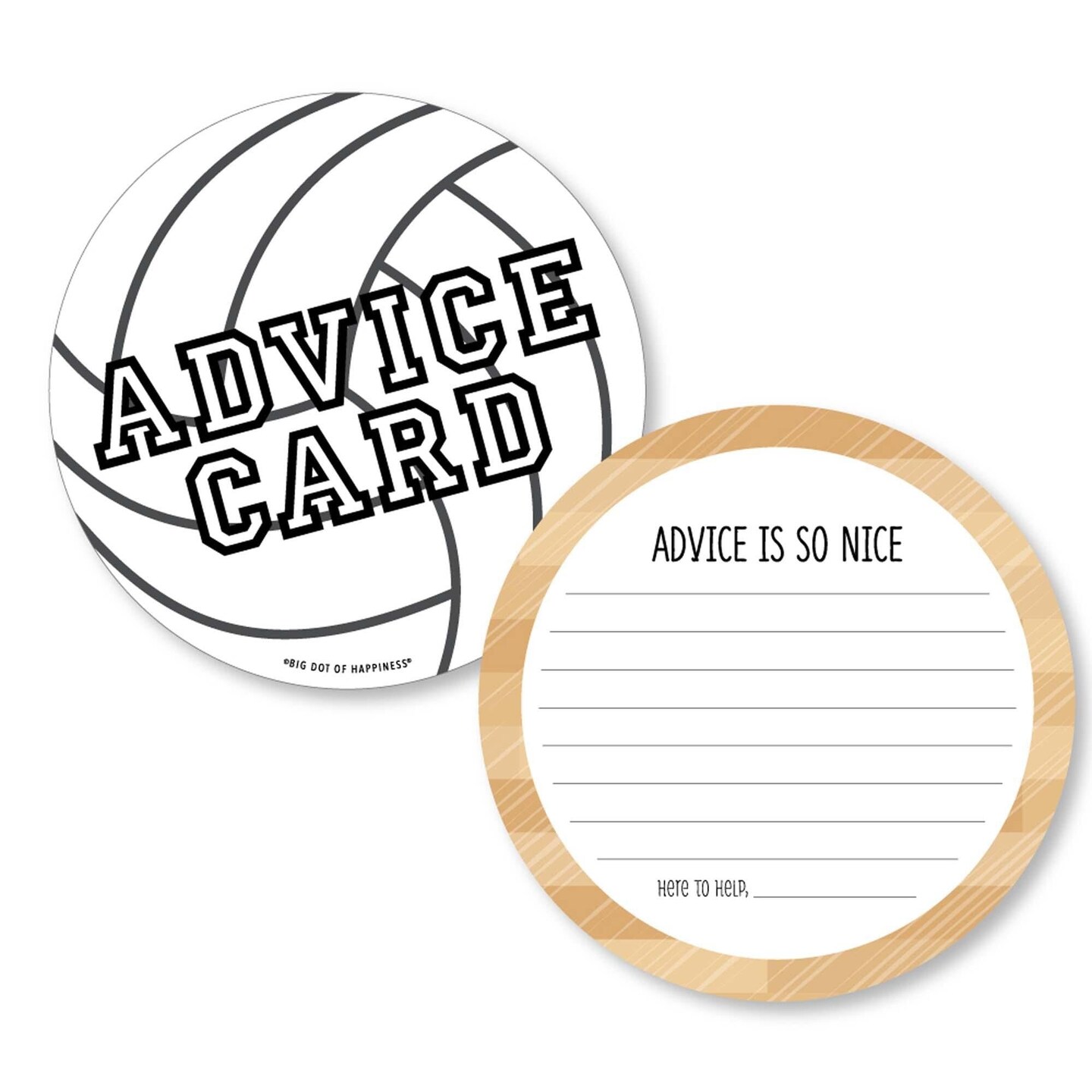 Big Dot of Happiness Bump, Set, Spike - Volleyball - Wish Card Baby Shower Activities - Shaped Advice Cards Game - Set of 20
